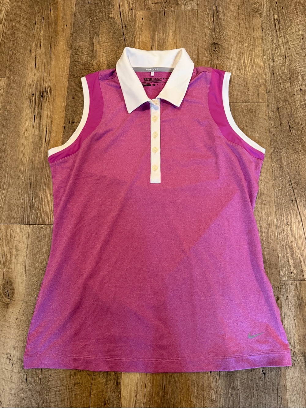 Nike Golf Sleeveless Polo in Magenta with White Collar Medium